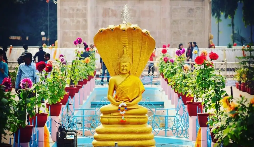 Buddha statue in a buddhist temple in Sarnath India